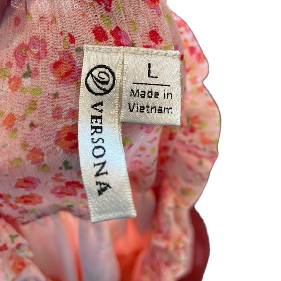 Versona Pink Cottagecore Romantic Boho Ethereal Floral Empire Waist Hi Low Dress - Picture 6 of 6